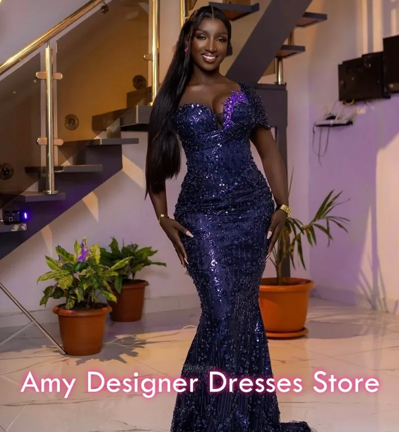 فساتين حفلات مثيرة برقبة على شكل V فستان سهرة بحورية البحر 2026 موضة مطرز بالترتر سويب تراين فساتين حفلات مخصصة #2