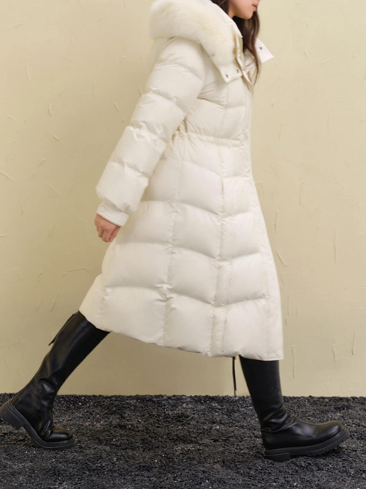 DUSHU 206.7G Filling Amount Women Down Coat Winter New Design Fox Fur Collar Thickened Mid-length Hooded Down Jacket 24DS84203