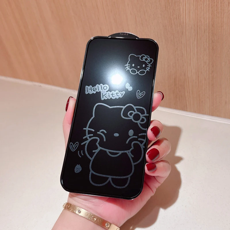 Sanrios hellokittys melodia pochacco película protetora de vidro para iphone 17 pro max 16 15 14 película protetora de tela à prova de choque
