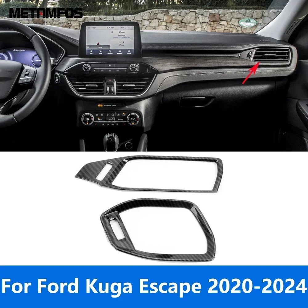 For Ford Kuga Escape 2020-2022 2023 2024 Carbon Fiber Side Front Air Condition Vent Outlet Cover Trim Accessories Car Styling