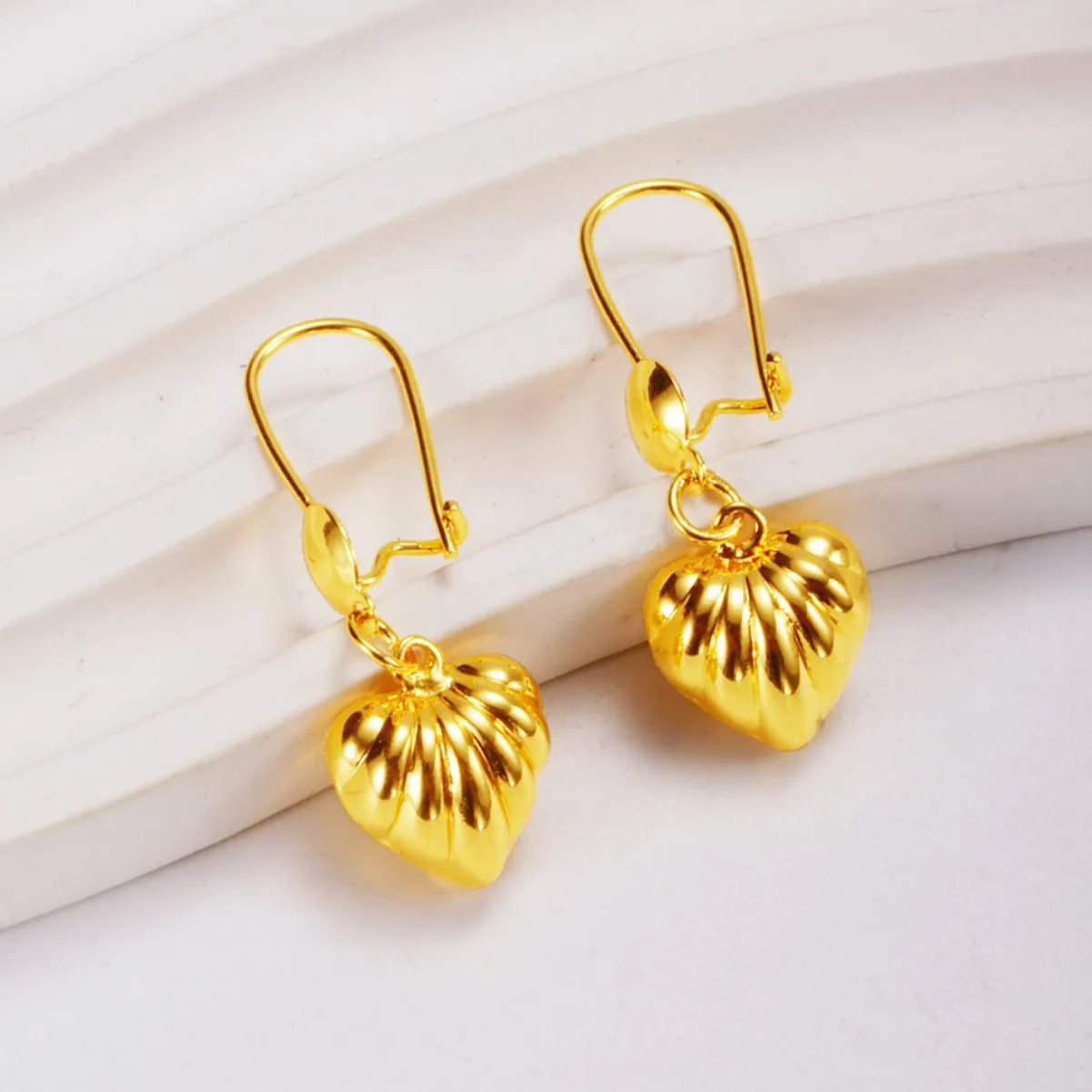 Vietnam sand gold heart earrings copper earrings imitation gold peach heart earrings women's live broadcast  first jewe