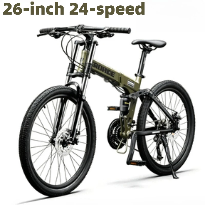 Aluminum Folding Mountain Bike, Shock Absorption Variable Speed Off-Road for Adults Teens