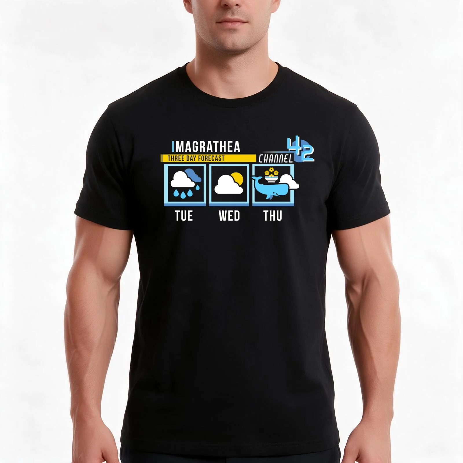 Magrathea 5-Day Forecast T-Shirt, Summer Casual Cotton Tee, Oversized Streetwear Tops, Vintage Graphic Print, Unisex Men Women