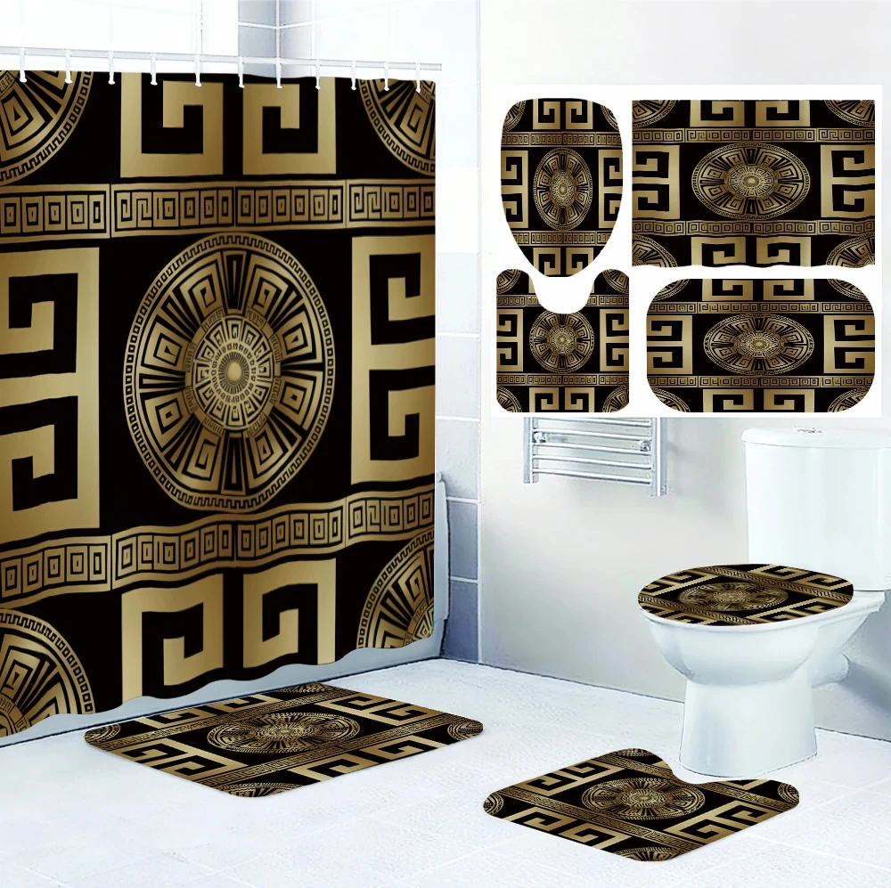 4pc Greekmeanchback showercurtain,two-dimensional flat printingBathroom partition curtains, home decoration, modern home Windows