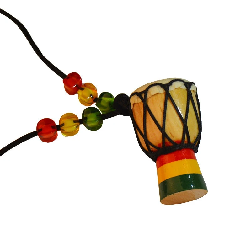 Instrument Necklaces Djembe Drum Mini Pendant Wooden Classic Hand Drums,Necklace Drums And Percussion