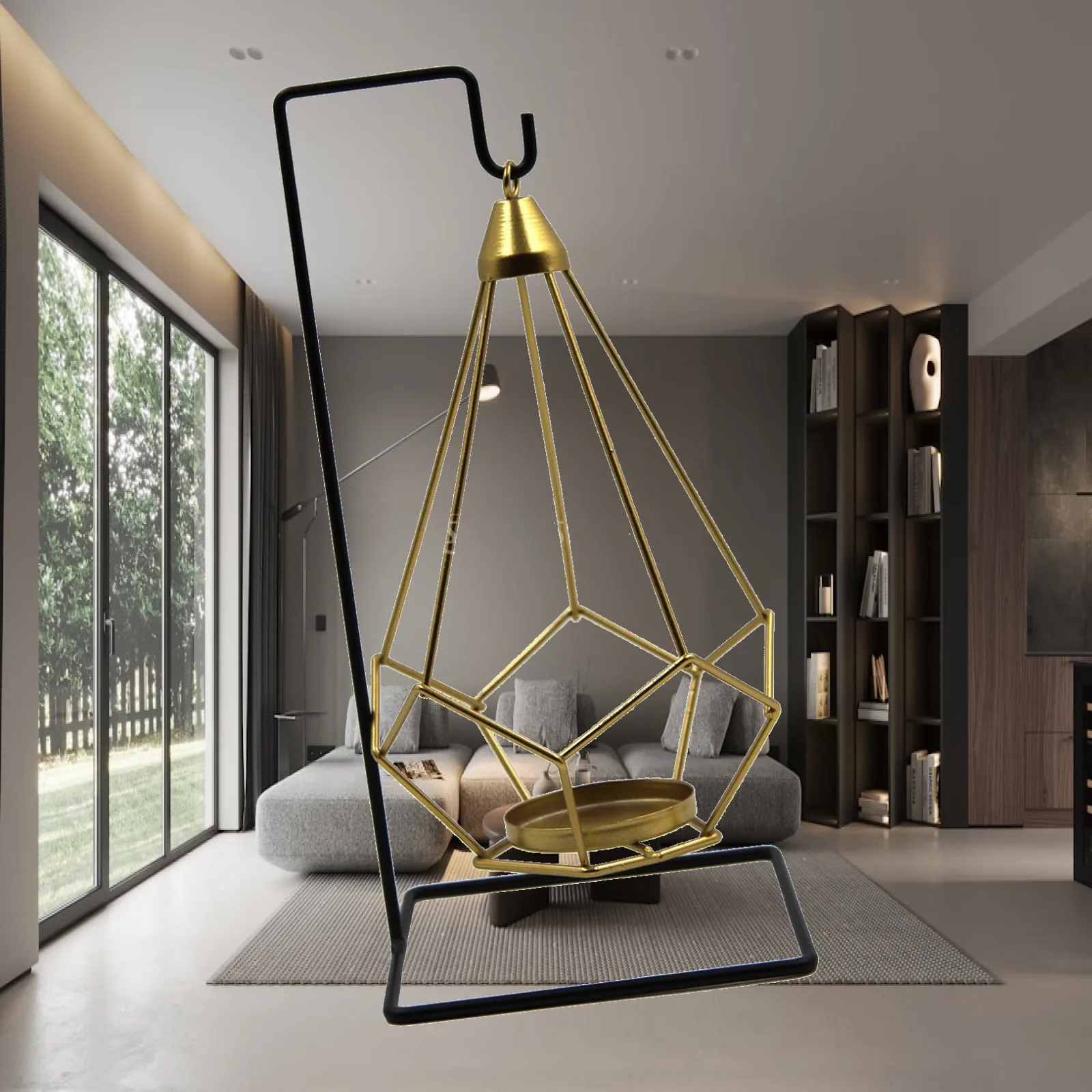 Nordic Geometric Iron Candle Holder Hanging Tealight Stand for Home Decor Centerpieces Wedding Table Ornament