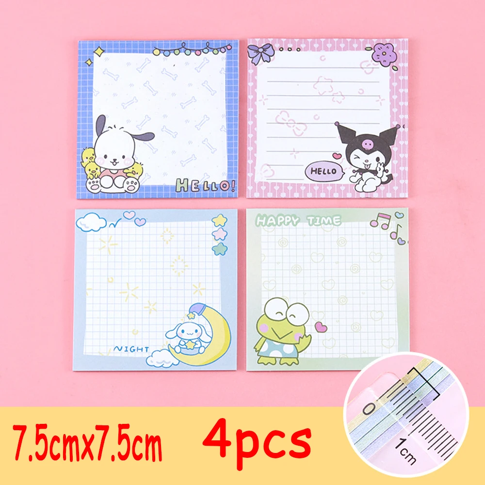 MINISO Kawaii Sanrio Sticky Note Kuromi My Melody Cinnamoroll, lindo Anime de dibujos animados, Bloc de notas para estudiantes, papelería, regalos