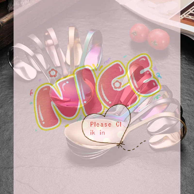 Stainless Steel Service Tableware Curved Handle Spoon Hotel Golden Independent Dining Curved Hotel Kitchen Bar Supplies Spoon
