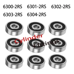 Motoforti 2Pcs Deep Groove Ball Bearing 6300 6301 6302 6303 6304 2RS Double Sealed Carbon Steel Bearings