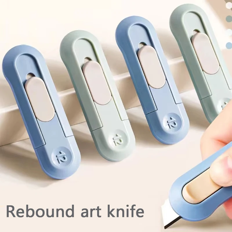 1pcs Portable Mini Box Cutter Utility Knife, SK5 Metal Blades Box Opener Cutting Auto-Retractable Pocket Paper Cutter 4 Colors