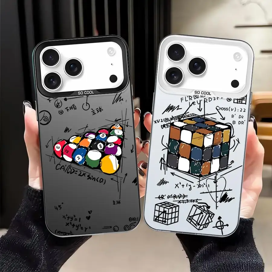 Back Phone Cover Case for iPhone 12 13 16e 14 17Air XS 11 16 17 Pro Max 15 Plus XR Rubik's Cube Tutorial Pattern 