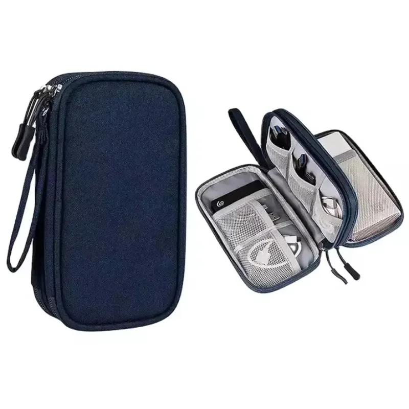 1pc Pink/Grey/Black/Navy Travel Portable Digital Product Storage Bag USB Data Cable Organizer Headset Charging Treasure Box Bag