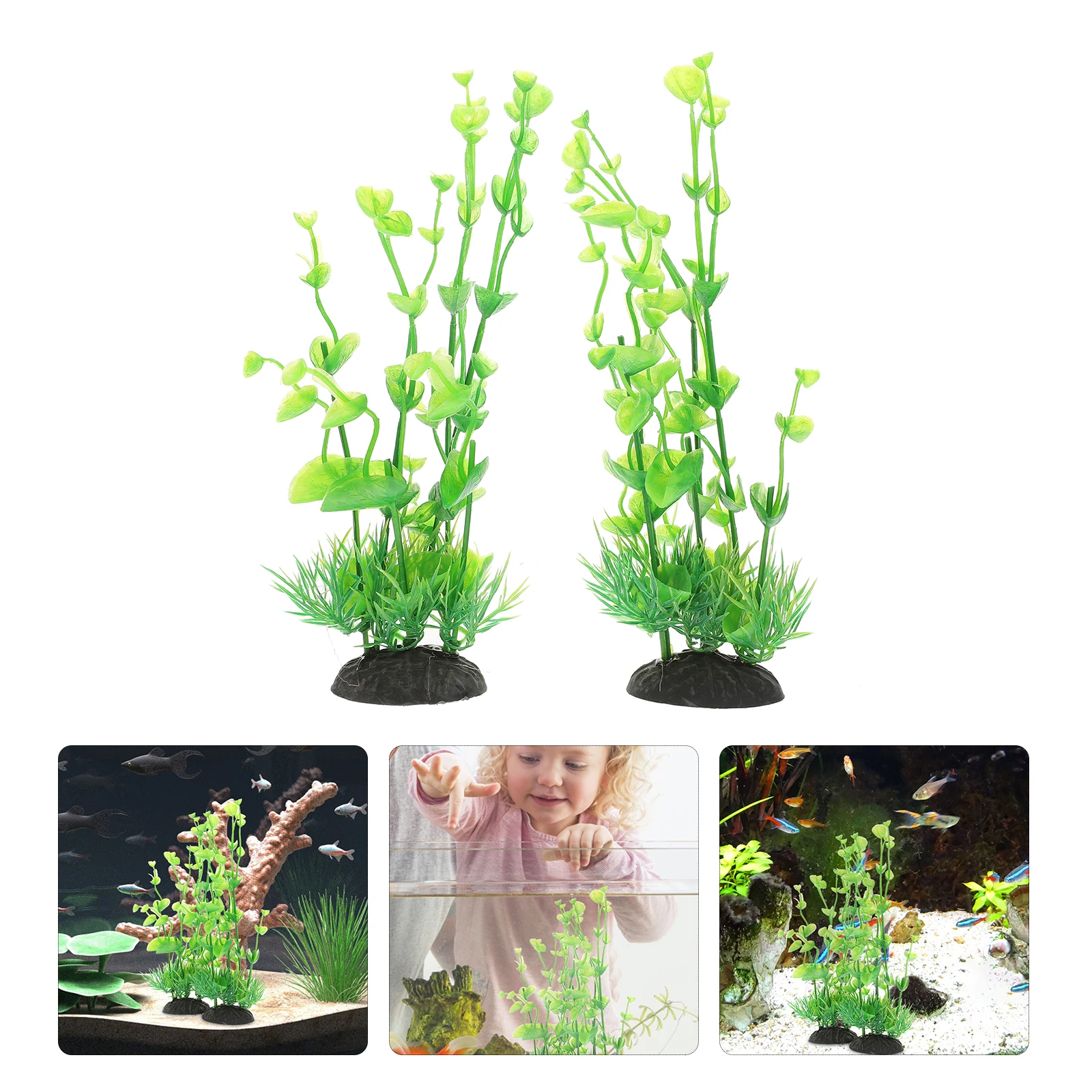 

2 Pcs Aquatic Decoration Plastic Fish Tank Plants Artificial Small Aquarium for