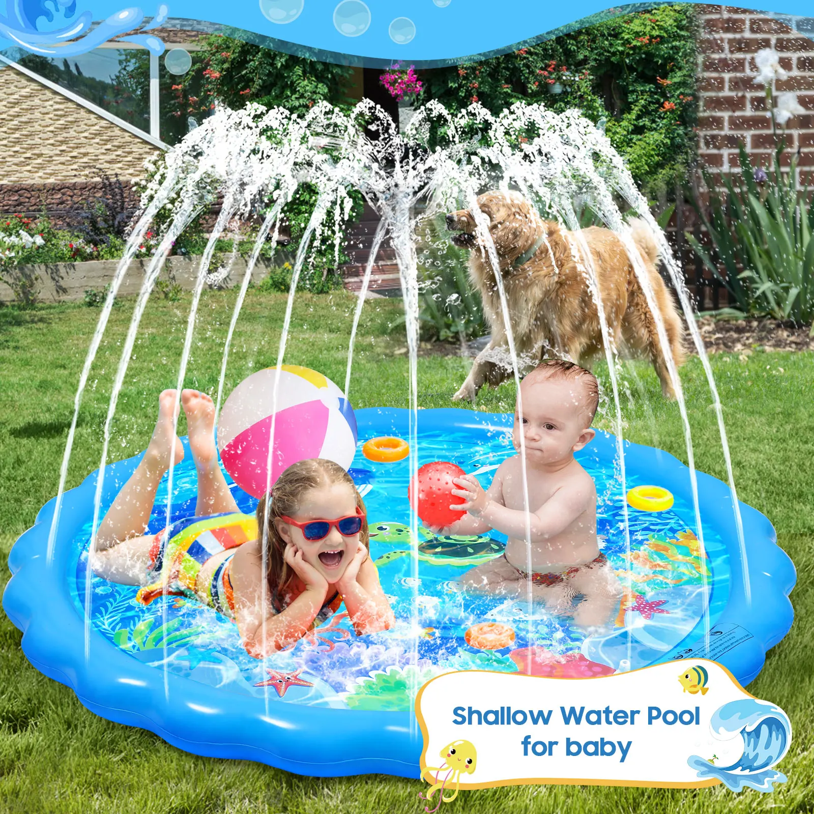 Almofada de spray de água inflável de verão para crianças brinquedos ao ar livre tapete de brincar sprinkler para crianças