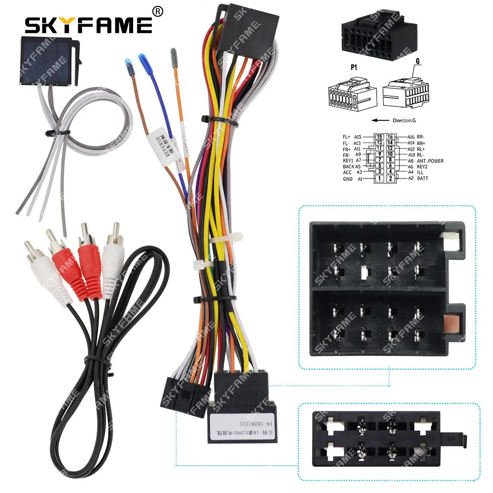 مهايئ الأسلاك تسخير الأسلاك 16pin للسيارة من skyfamلكابل الطاقة اللاسلكي JMC E200S 2018 يعمل بنظام التشغيل أندرويد