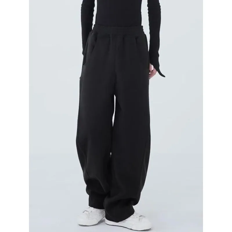 Deeptown Black Basic Women's Sweatpants Oversized Jogging Korean Fashion Wide Leg Baggy Sport Pants Harajuku Casual Trousers