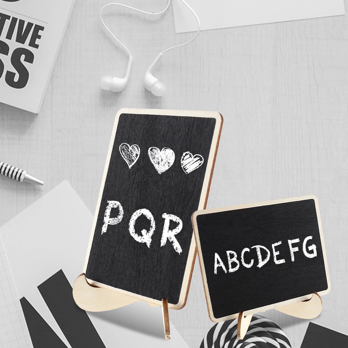 15pcs Mini Chalkboard Signs Erasable for Tables Message Wood Trim Price Tag Christmas Wedding Party Restaurants