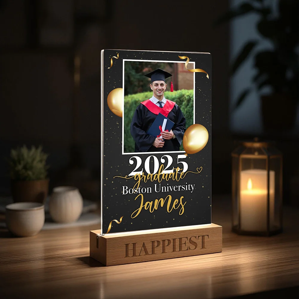 

Personalized Acrylic Night Light Dimmable Warm RGB Bedroom Ornament Lamp Custom Name Date Graduation Souvenir for Classmates