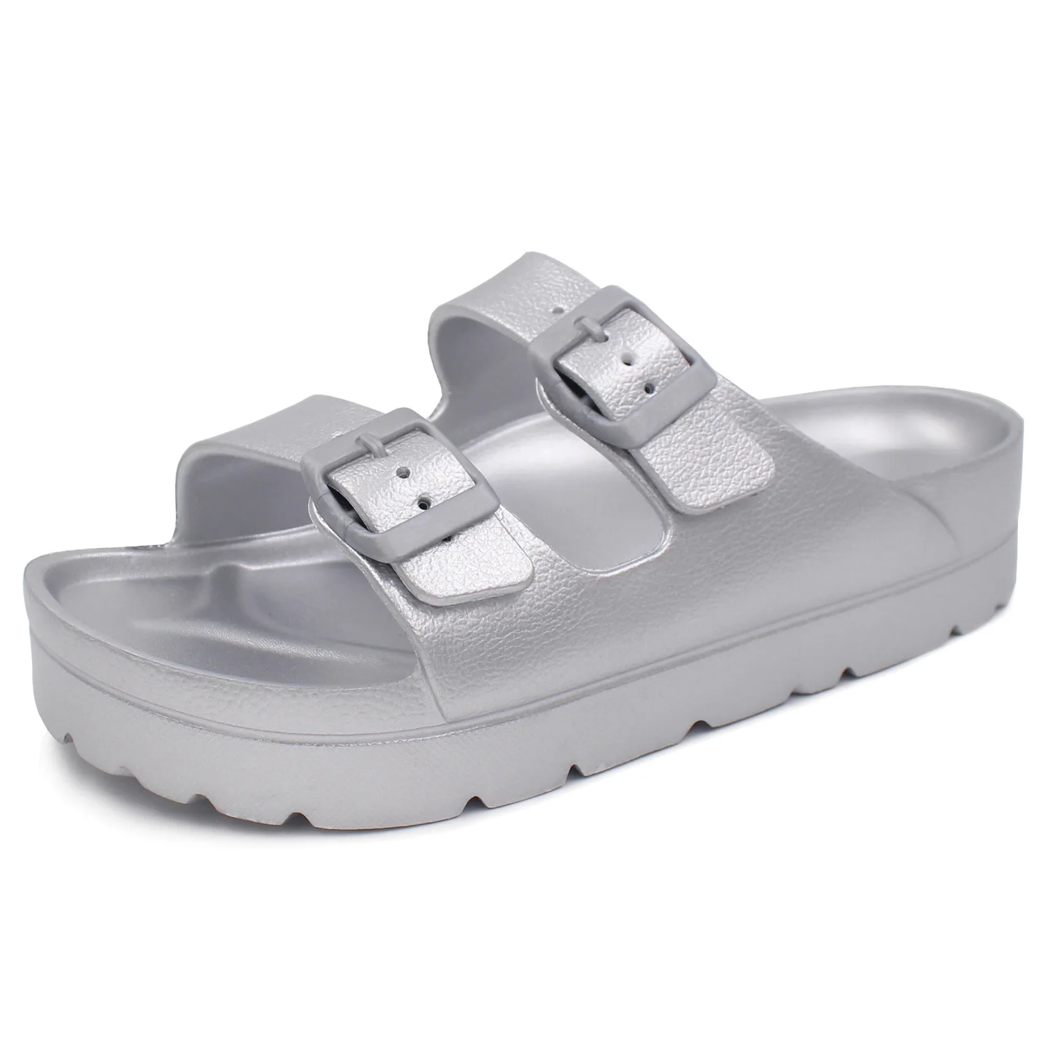 Zapatillas de plataforma gruesa con hebilla a la moda para mujer, sandalias deslizantes de nube EVA de suela blanda para el hogar, chanclas de playa antideslizantes de verano para mujer
