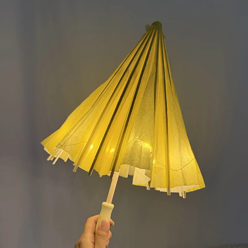 Glowing LED Oil Paper Umbrella 60cm Diameter Decorative Umbrella for Night Event Cosplay Photography Party Club Supplies