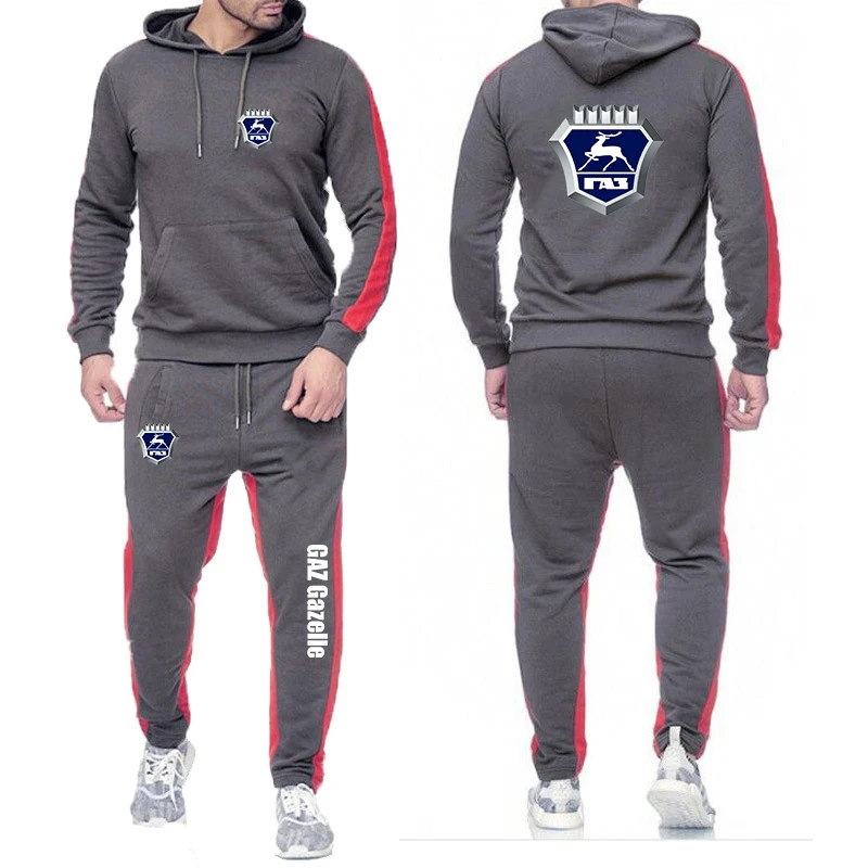 GAZ Gazelle Printing 2024 Men's New Spring and Autumn Casual Hoodie Zipper Coats Sweatpant Sets Harajuku Comfortabe Suits