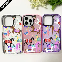 Artist Colorful Horse Clear Phone Case For Iphone 11 14 15 Pro Max Silicone Soft 12 13 Mini 7 Plus XR XS Max Shockproof Cover