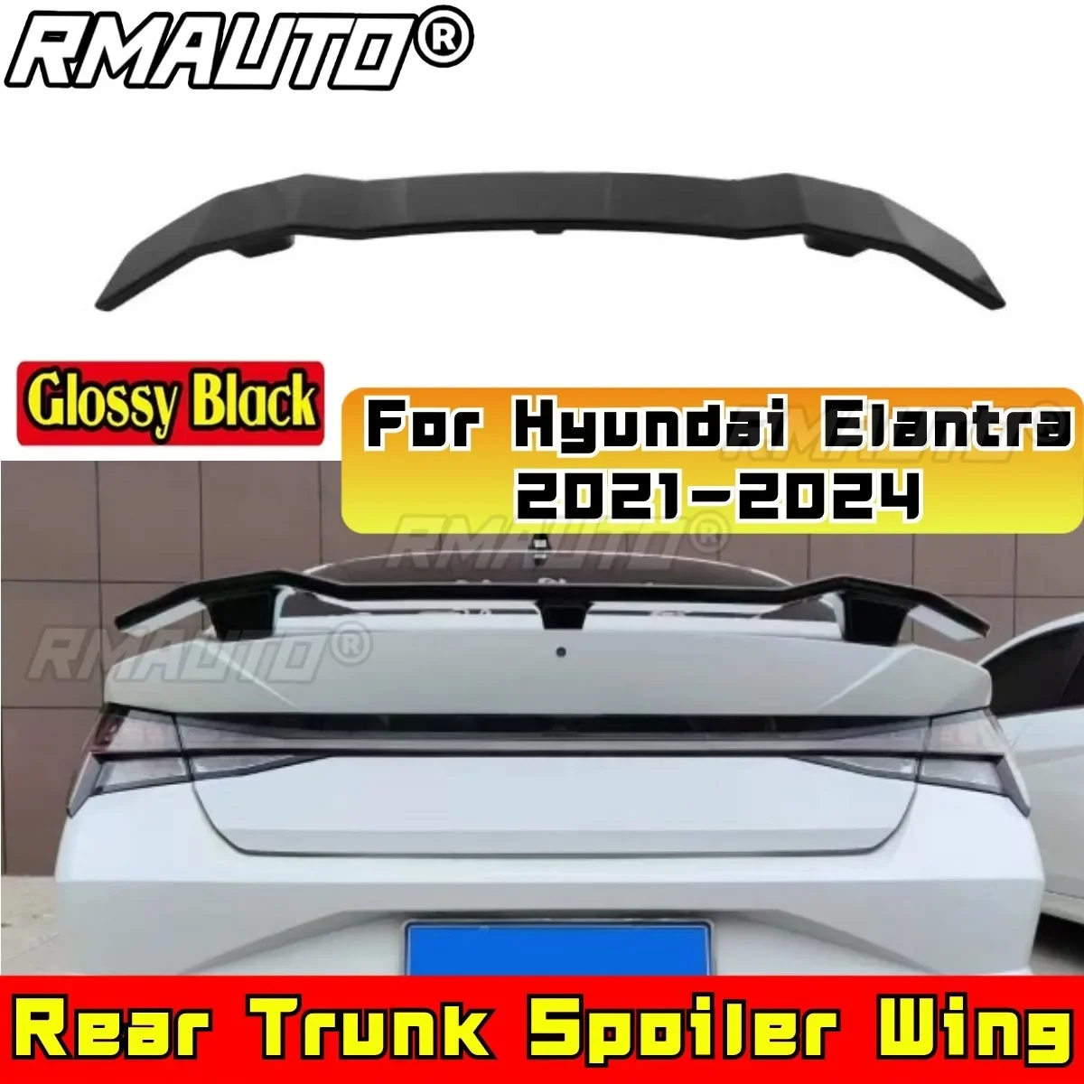 Rear Trunk Spoiler Wing Car Rear Spoiler Rear Roof Wing Spoiler For Hyundai Elantra 2021-2024 Body Kit Car Accessories