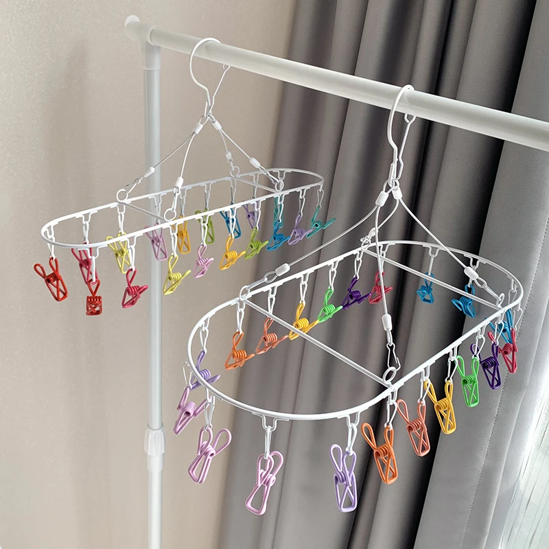  Clothesline with Multiple Clips for Home Use Student Children's Socks Drying Windproof Dormitory Hook Socket Clamp