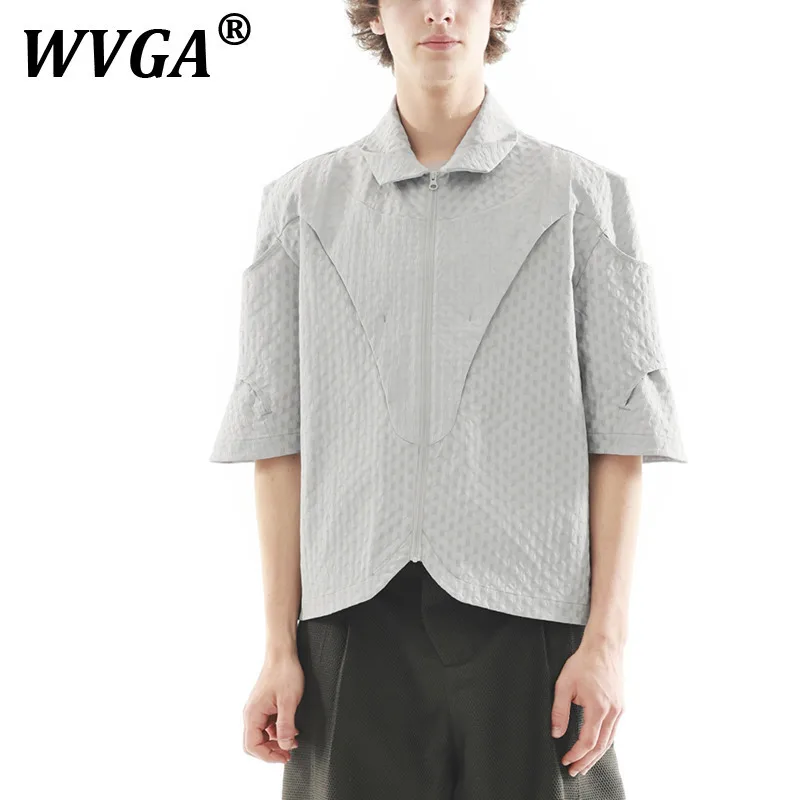 

WVGA Spring Summer New Man Tide Three-Dimensional Patchwork Design Trendy Short Sleeve Shirts Niche Chic Casual Tops Ins W10073