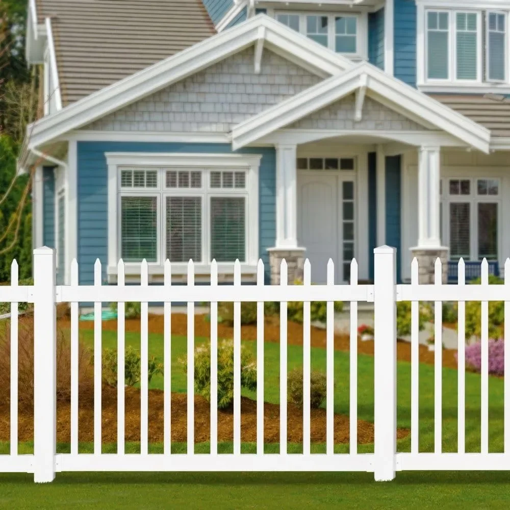 White Garden Nantucket Picket Vinyl Fence 4' H Buildings Supplies Home