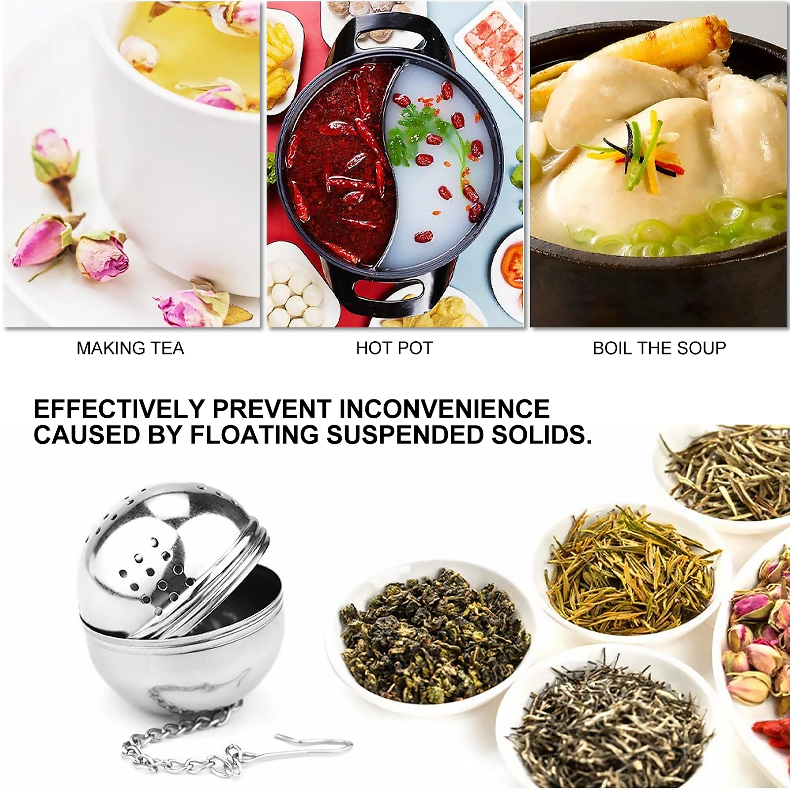 

5Pcs Stainless Steel Tea Filter Strainer Ball 304 Home Seasoning Infuser Kitchen Spice Herb Split Structure Easy Clean Practical