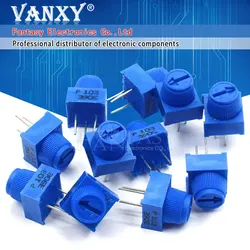 5 pz 3386P 3386P-1-103 10K 1k 2k 5k 10k 20k 50K 100K 200K 500K 1M foro passante Trimmer potenziometro Cermet Turn Top regolazione
