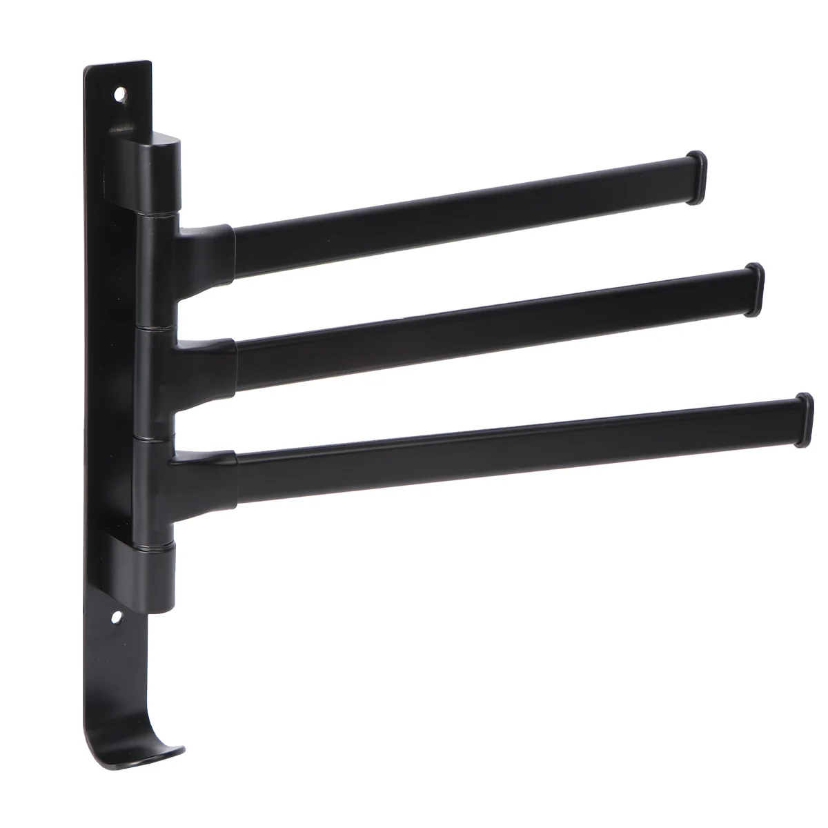 

1Pcs Aluminum Alloy Bathroom Towel Rack Wall-Mounted Rotatable Punch-Free Rack Black 3 Bars Storage Organizer Compact