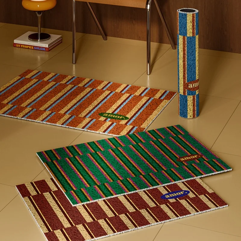 American Vintage Entryway Doormat Home Use Cuttable Foyer Durable Loop Pile Mat Scrape Mud Carpets for Living Room Decoration