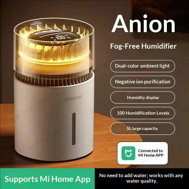 

5L Mist-Free Humidifier Air Purifier HEPA Negative Ion Two Color Light Odor Removal Air Cleaner Bedroom Aroma Diffuser