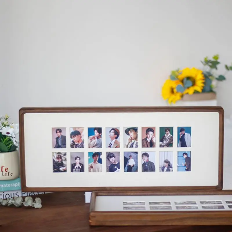 

Black walnut multi-grid children's parent-child photo frame 1 inch 2 inch grid combination photo frame supports customization