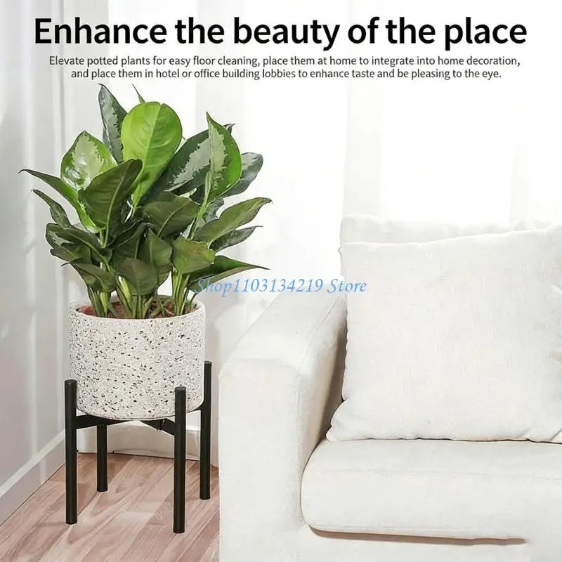 N5KC Adjustable Plant Stand Metal Expandable Holder Indoor Outdoor Easy Assembly Heavy Duty Tall Planter Stand for Window
