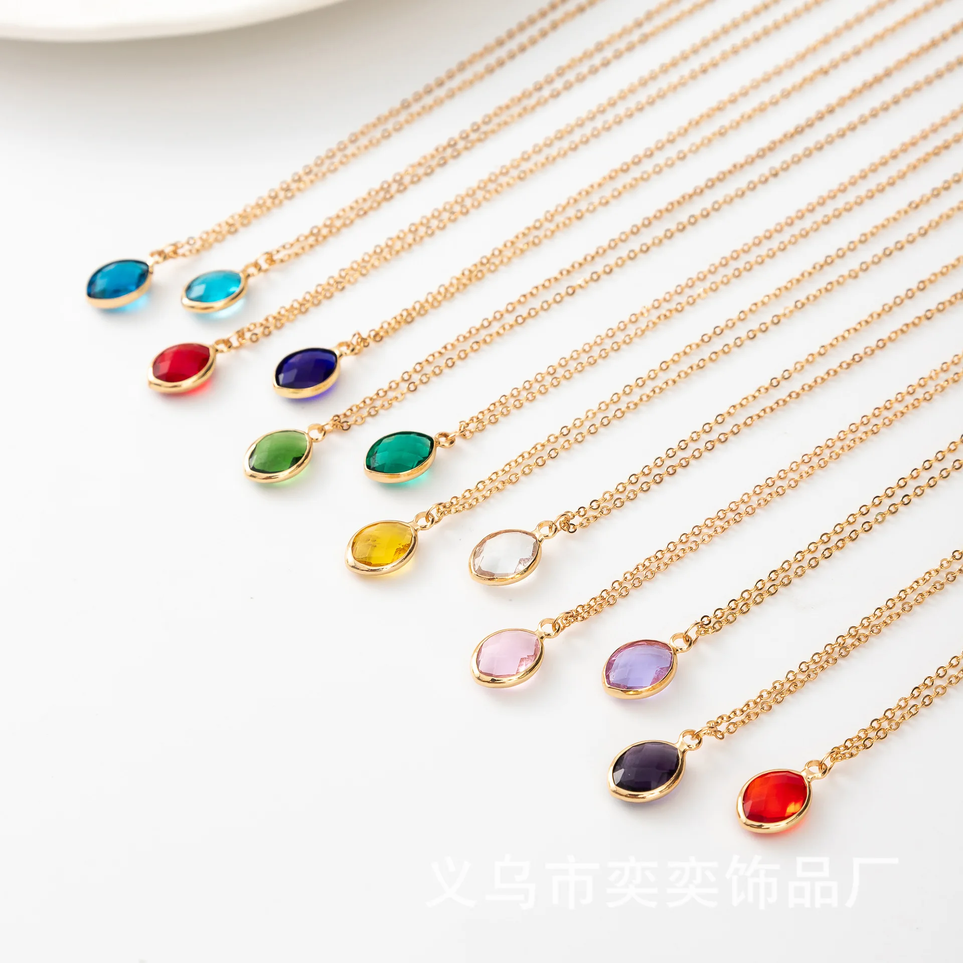 20pcs/set Colorful Zircon Love Pendant Necklaces for Women Girls Stainless Steel Trendy Romantic Jewelry Accessories Gifts