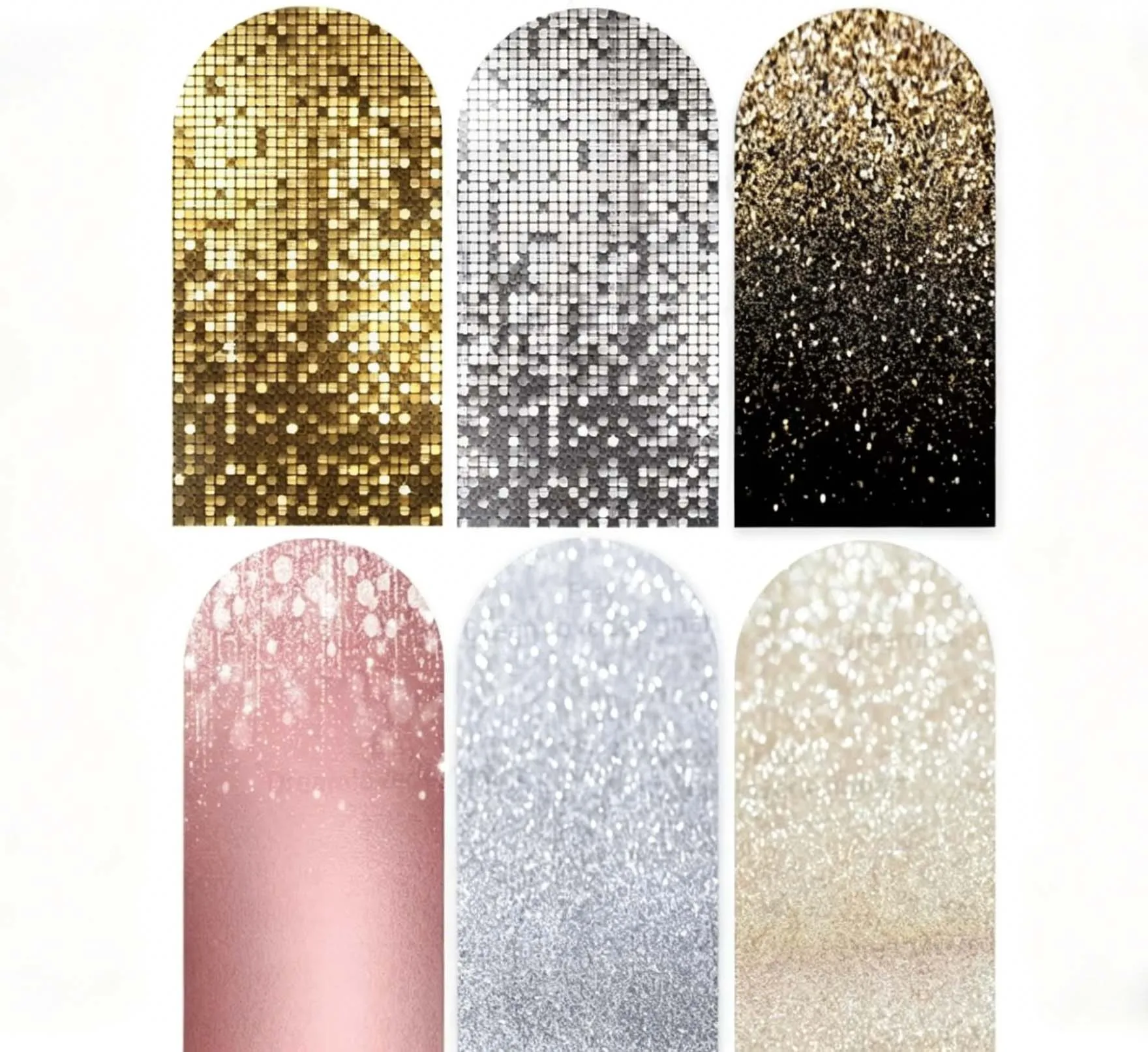 Custom 2-Side Giltter Bridal Shower Arched Backdrop Cover Gold Silver Black Wedding Birthday Party Decor Backdrop Photo