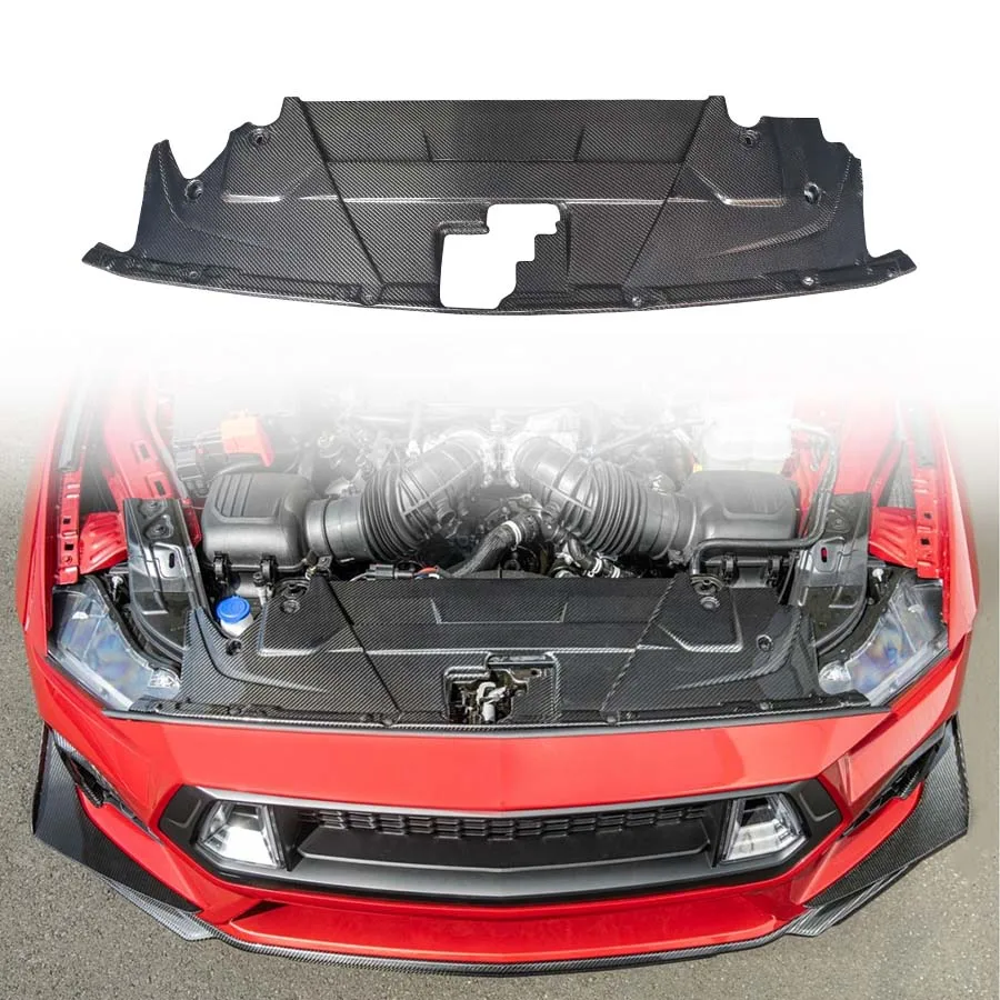 Carbon Fiber Water Tank Faceplate For Ford Mustang 2024 Engine Compartment Cooling Plate Car  Accessories Body Kit