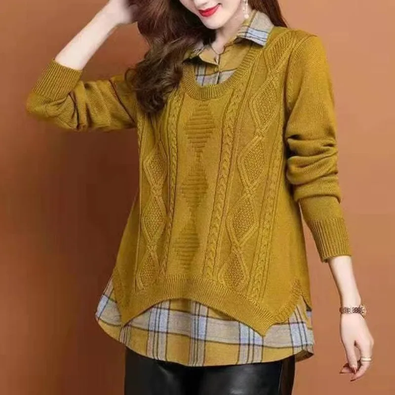 Spring and Autumn Women The Hood Polo Captain Long Sleeves Striped Button Asymmetrical Office Lady Fashion Casual Sweaters Tops