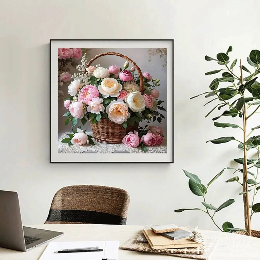 Frameless, Diamond Mosaic Flowers Basket Suitable For Beginners Embroidery DIY Picture Painting Handmade Gift - view 3