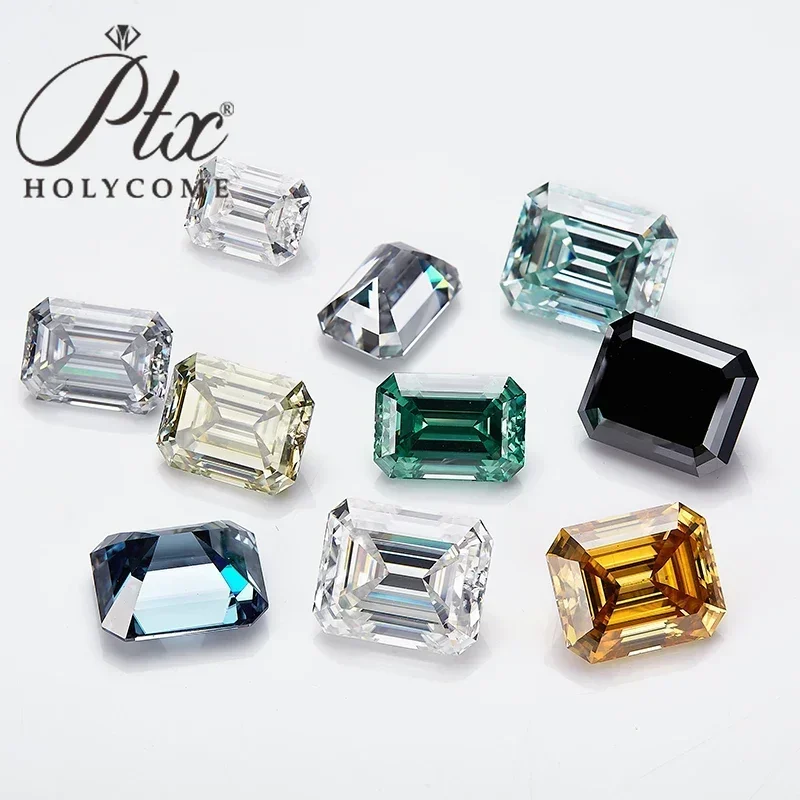 New Emerald Cut Loose Moissanite Stone VVS1 Gemstone Materials Jewelry Supplier D Aqua Blue Green Champagne Vivid Blue With GRA