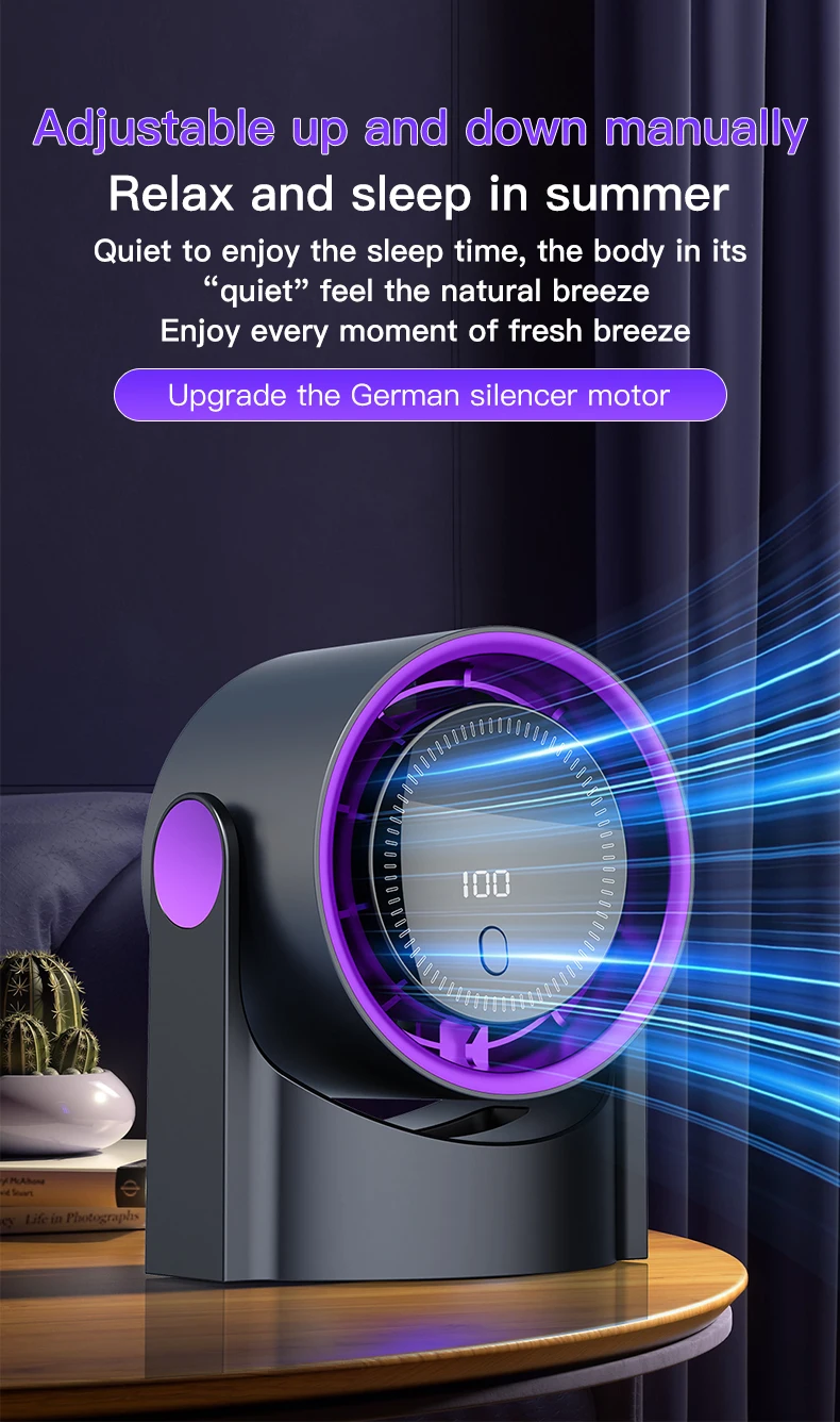 TINSOL Desktop-Luftzirkulationsventilator, kabelloser, tragbarer, leiser elektrischer Ventilator für zu Hause, Tisch-, Wand- und Deckenventilator, Luftkühler – Detail 13