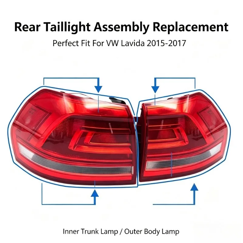 Moggic Rear Taillight Assembly For Lavida 2015 2016 2017 Tail Lamp Complete Unit Replacement