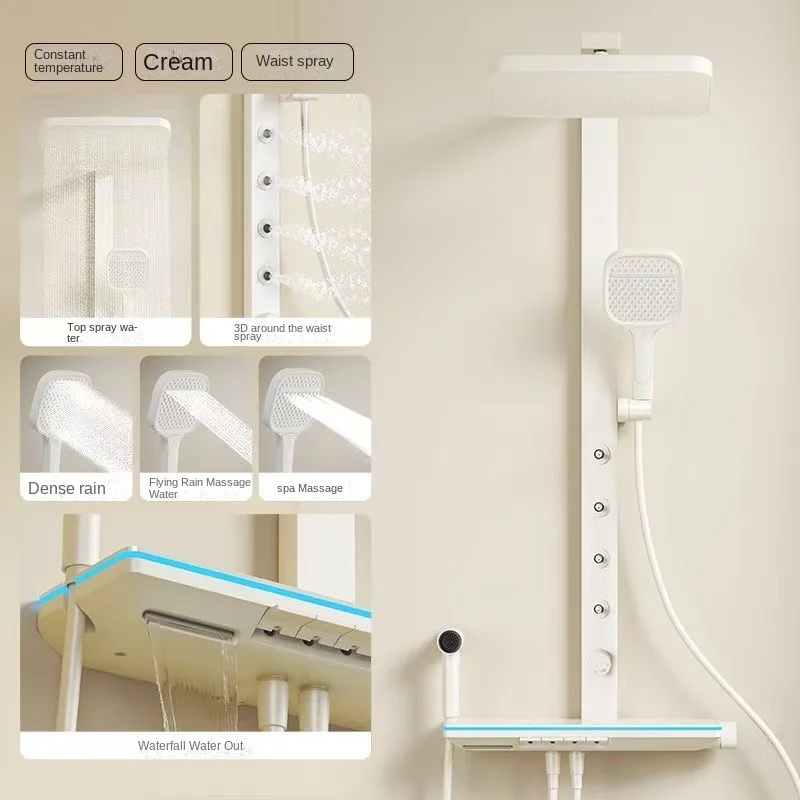 Intelligent Constant Temperature Digital Shower Head Set With Waist Spray Air Pressurized Water Outlet Precision Copper Body