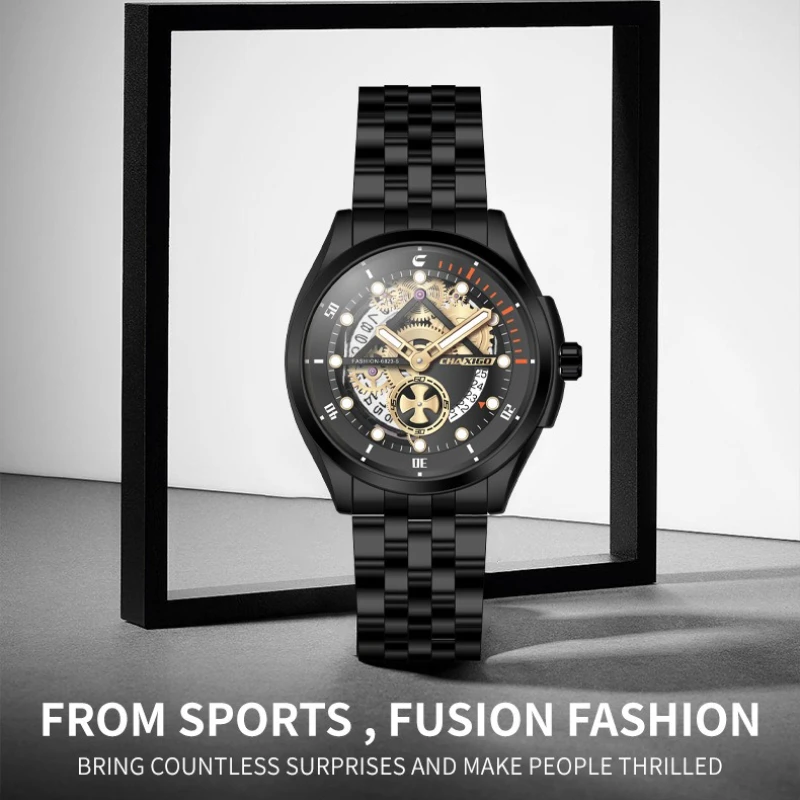 CHAXIGO 6823 Relogios Masculino Luxus Mode Quarz Stahlband herren Uhr Kalender Wasserdicht Leuchtende Uhren für Männer
