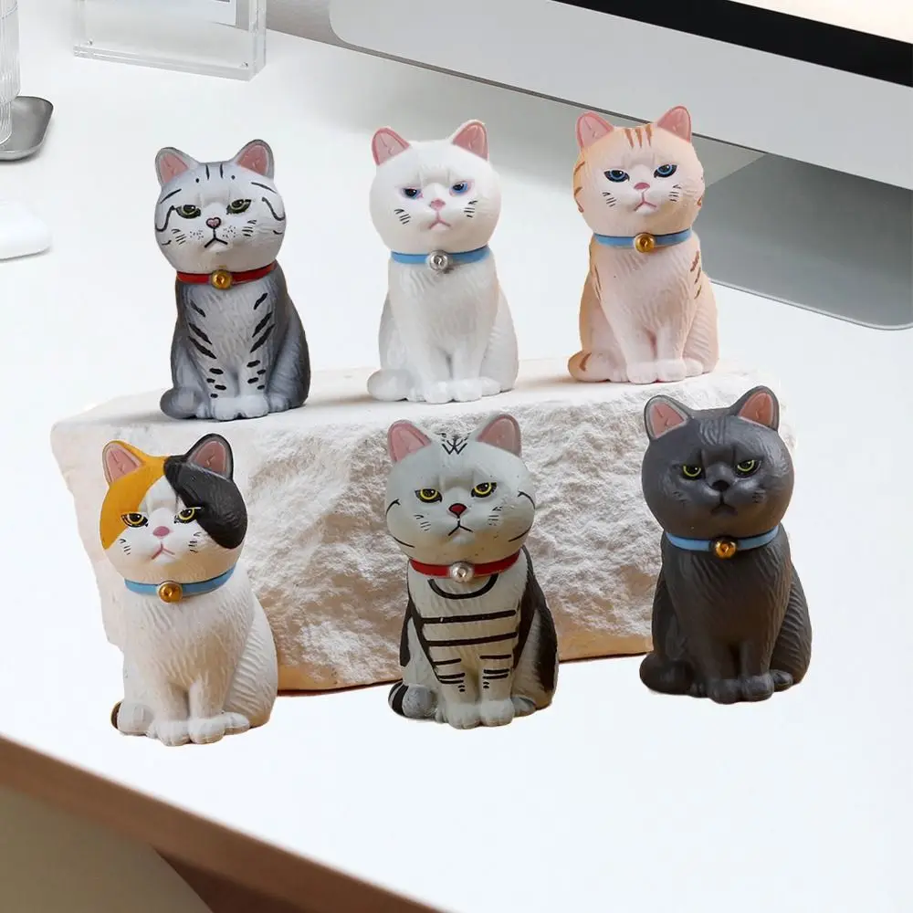 تمثال PVC مقلد القط نموذج دمية جرس صغير القط الأسود يجلس القط الشكل الإبداعي البسيطة القط زخرفة الفتيات الهدايا