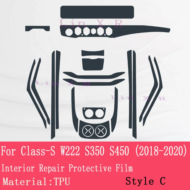 For Mercedes Benz Class-S W221 W222 S350 S450 2014-2020 Car Console Gearbox Panel Film Salon Frame Cover Sticker Strips TPU - Image 3