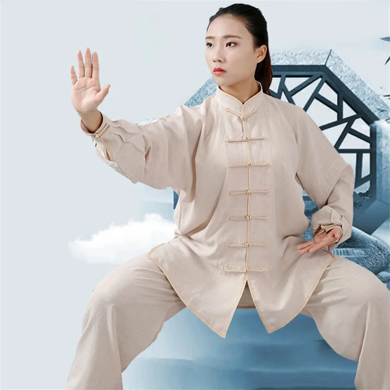 Unisex Tai Chi Uniforms Traditional Chinese Style Oriental Wushu Performance Costumes Linen Cotton Kung Fu Wing Chun Suit